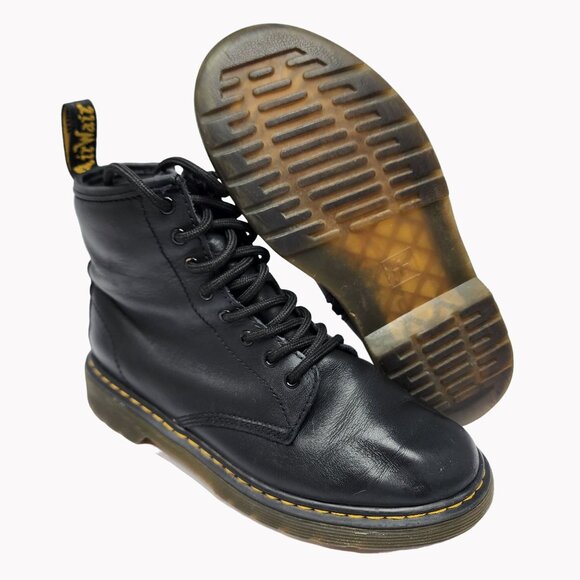 Dr. Martens Youth Size 3 1460J Black Leather Boots Combat Lace Up Side Zip - Picture 1 of 14